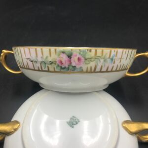 2 Vintage Victoria Austria Double Handled Cream Soup